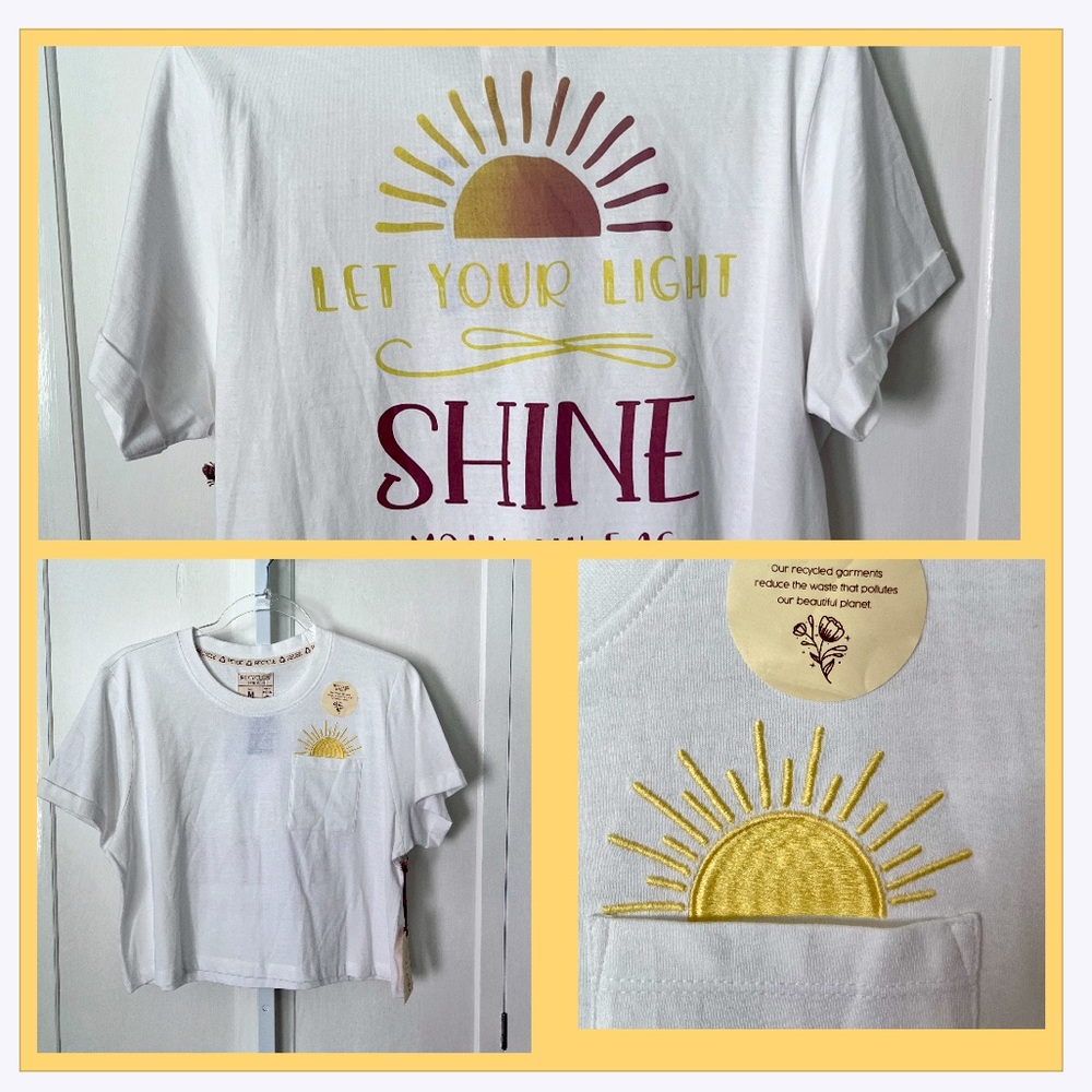 LET YOUR SUN SHINE! | M | Crop Tee | NWT | Embroidered Sun!☀️